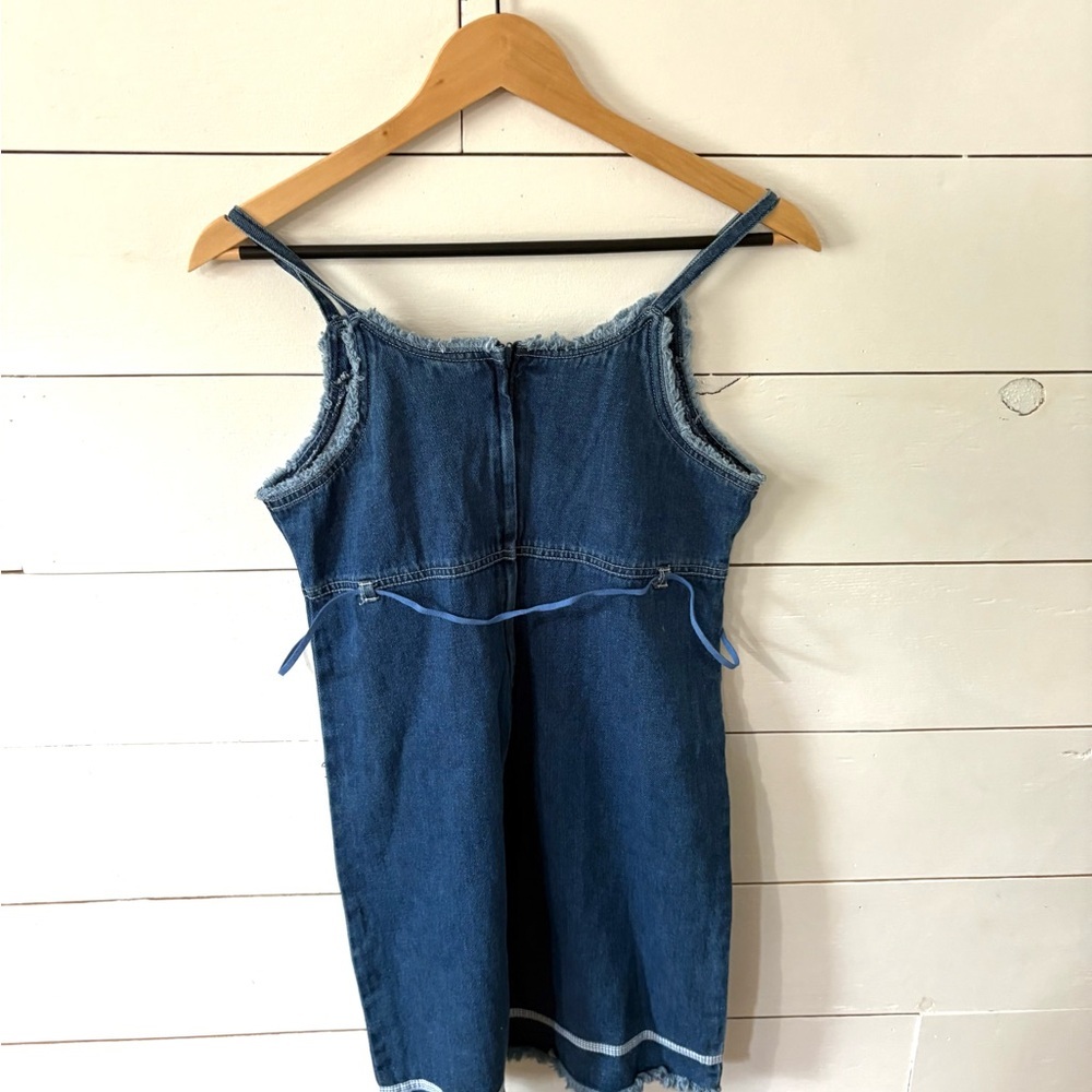 Basic Editions Blue Denim Dress with Floral Embroidery - Picture 8 of 8